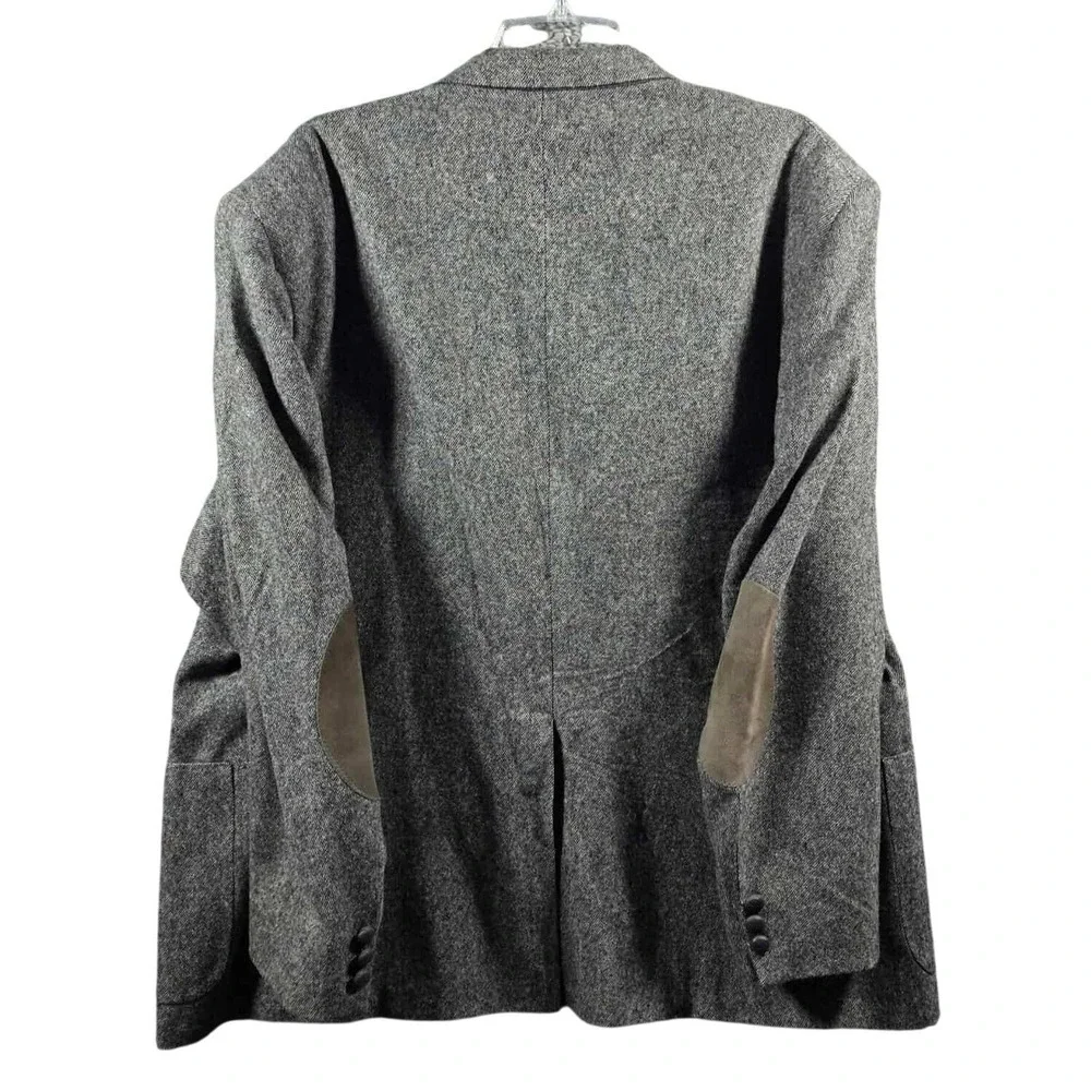 Hamilton Collection Tweed Sport Coat‎ Blazer Elbow Patches Men's 46R Grey
